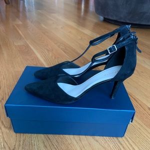 Cole Haan Prieta T-Strap Black Suede Pump - 3" Heel